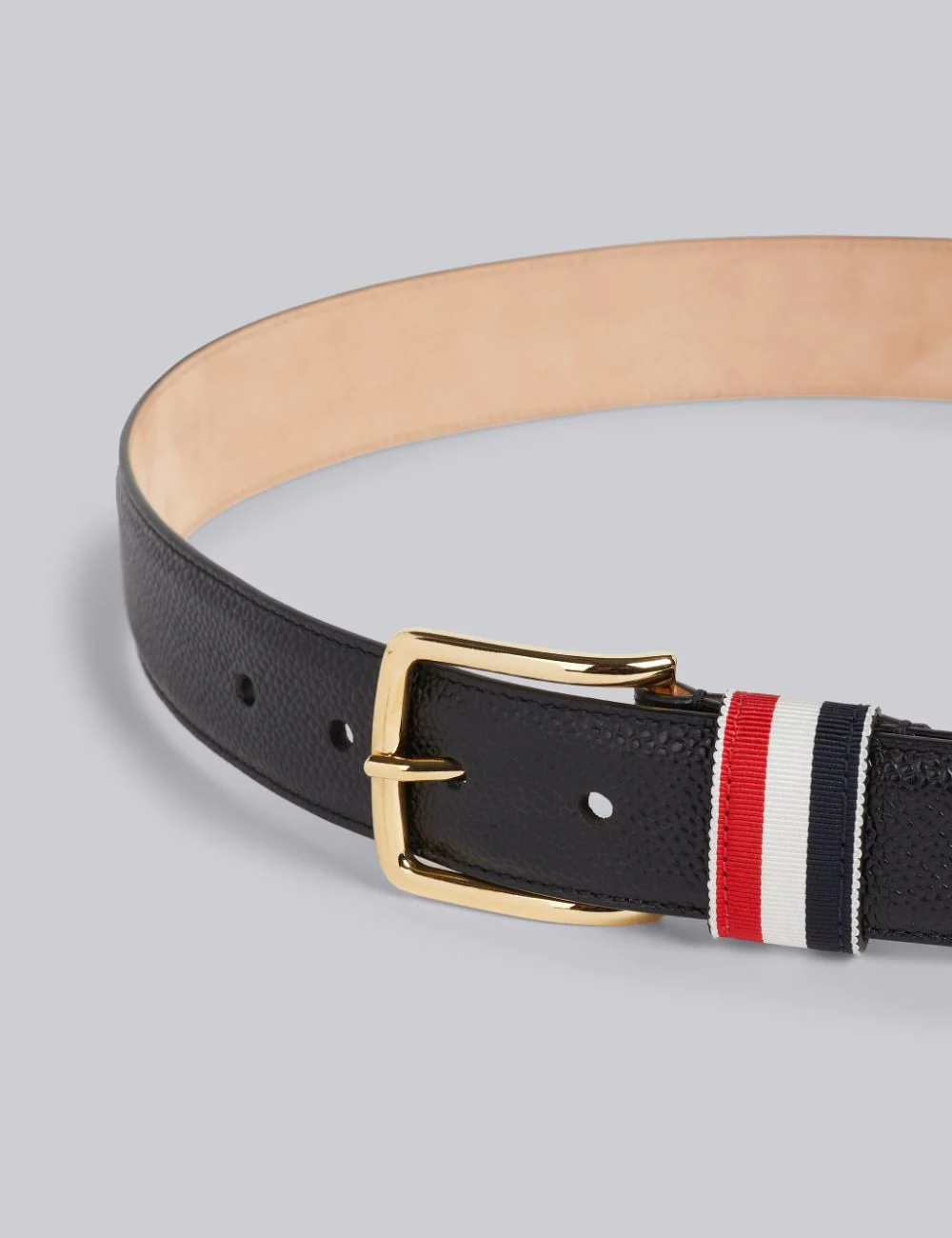 BLACK CALFSKIN PEBBLED LEATHER BELT