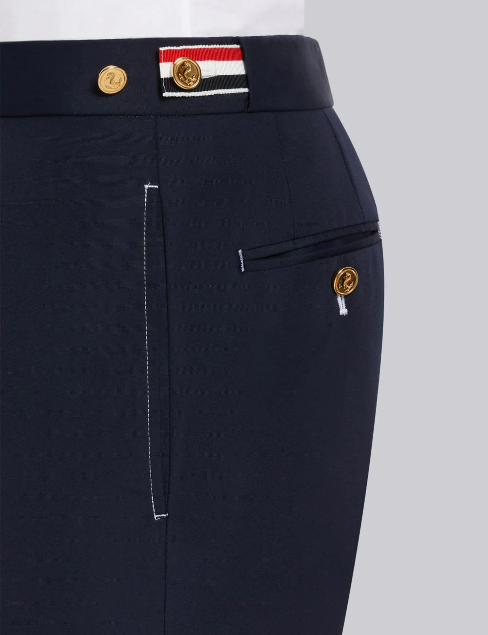 NAVY TYPEWRITER CLOTH LOW RISE TROUSER