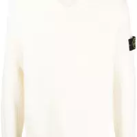 Logo-patch V-neck jumper