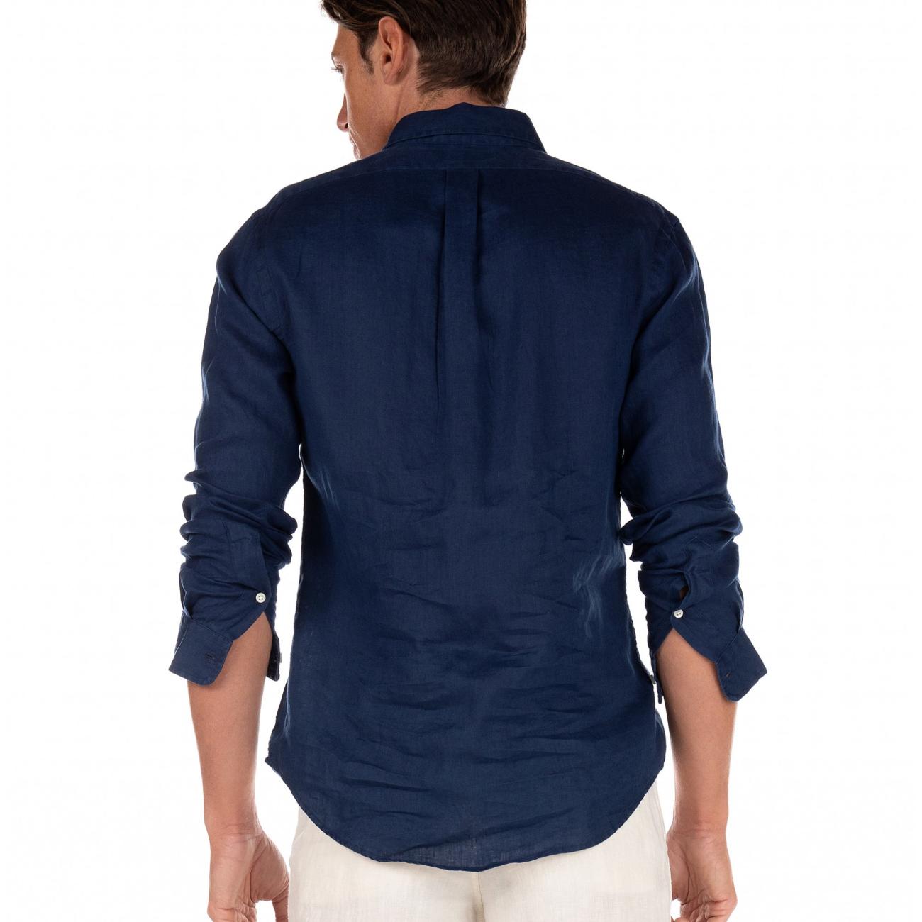 Pony logo embroidered linen shirt 