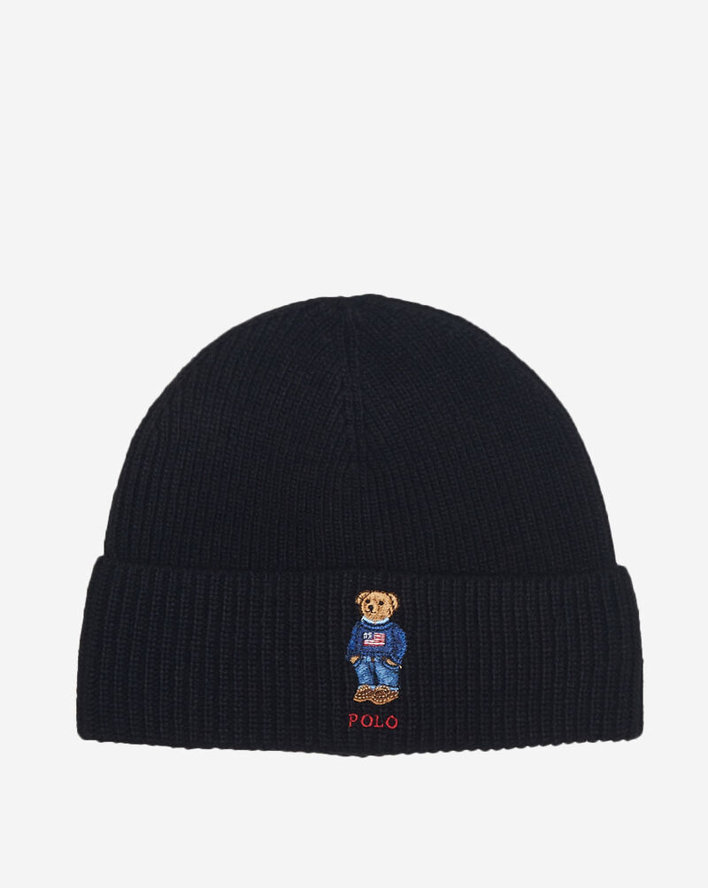 Denim Jean Bear Embroidery Wool Beanie 