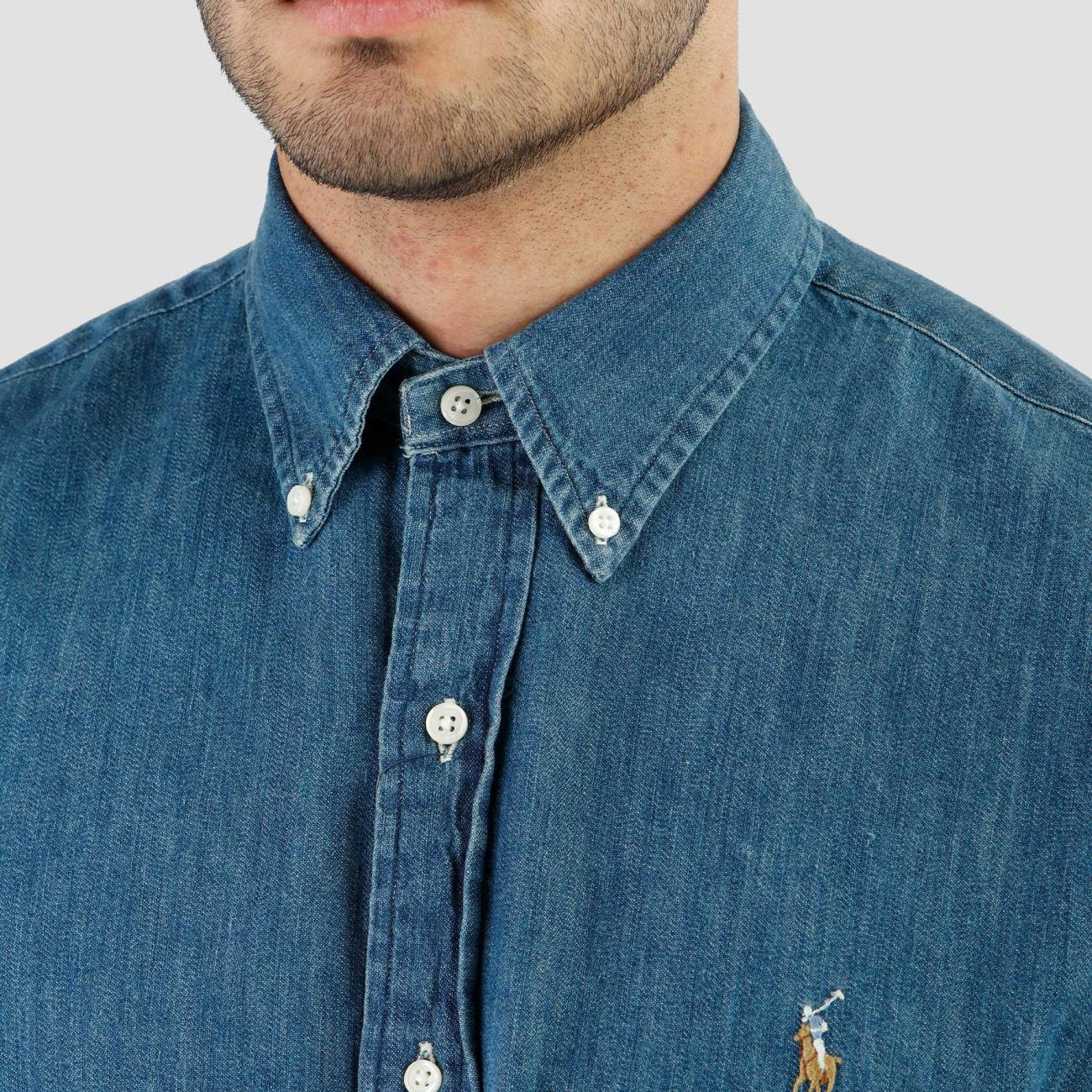 Pony logo embroidered denim shirt
