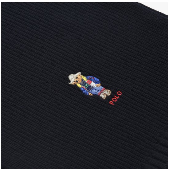 Holiday Bear Embroidered Wool Muffler 