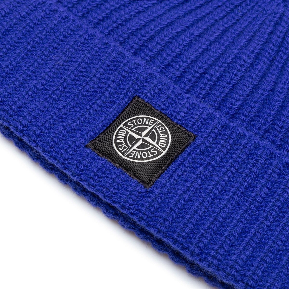 Logo patch ribbed wool beanie ( Blue )