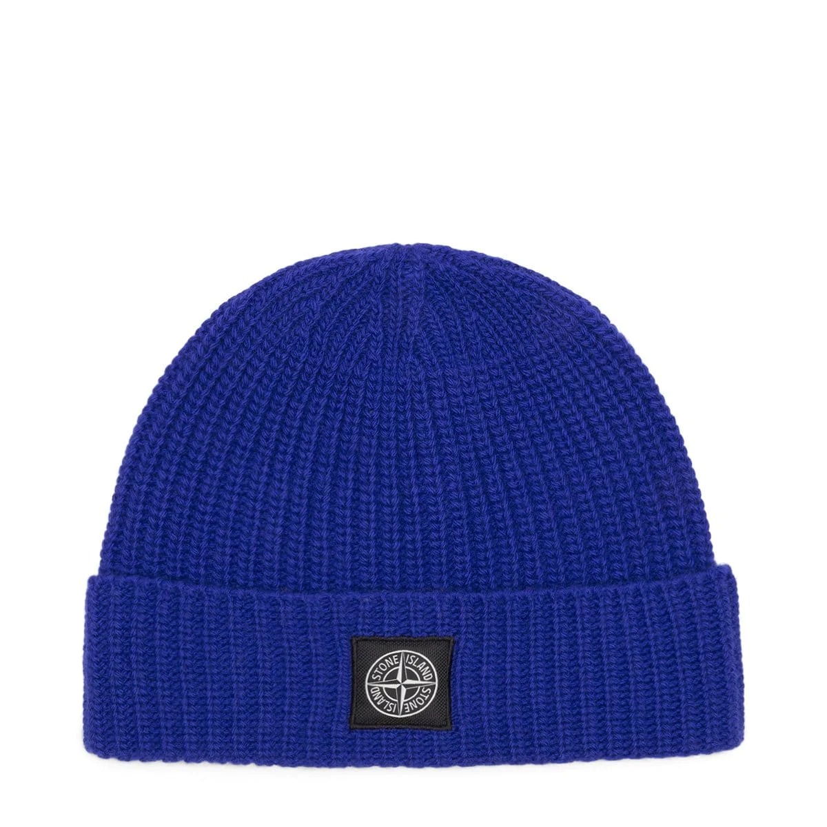 Logo patch ribbed wool beanie ( Blue )