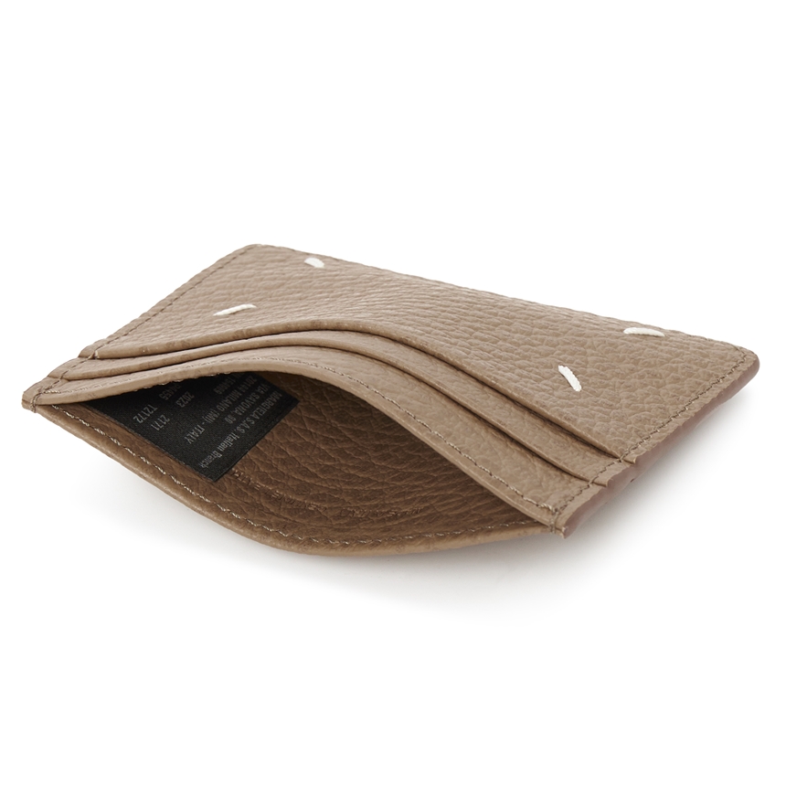 WOMAN MAISON MARGIELA BEIGE LEATHER CARD HOLDER