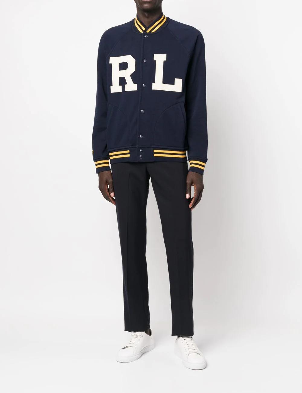 Front Button Logo Bomber Jacket 