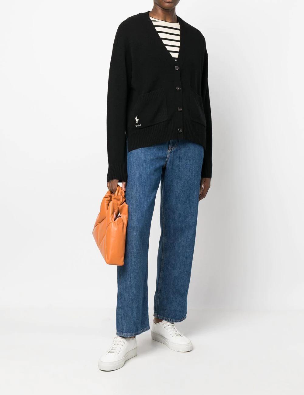 Pony Logo Embroidered Wool Cashmere Cardigan 