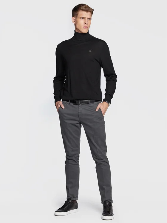 Rollkragenpullover Schwarz Regular Fit