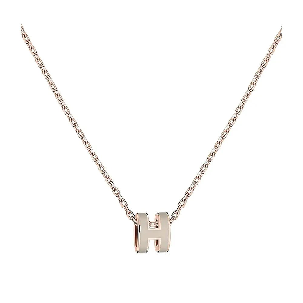 Hermes Mini Pop H Pendant Rose Gold & Marron Glace