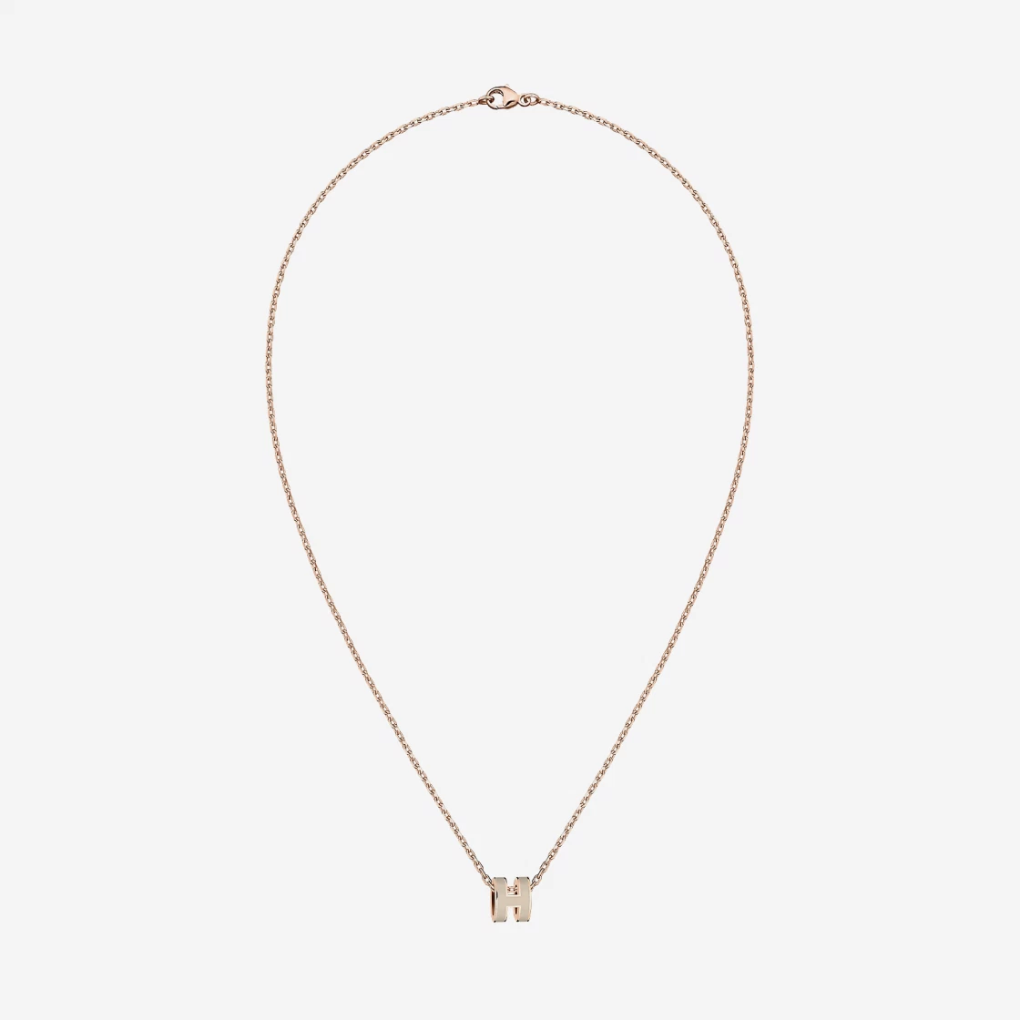 Hermes Mini Pop H Pendant Rose Gold & Marron Glace