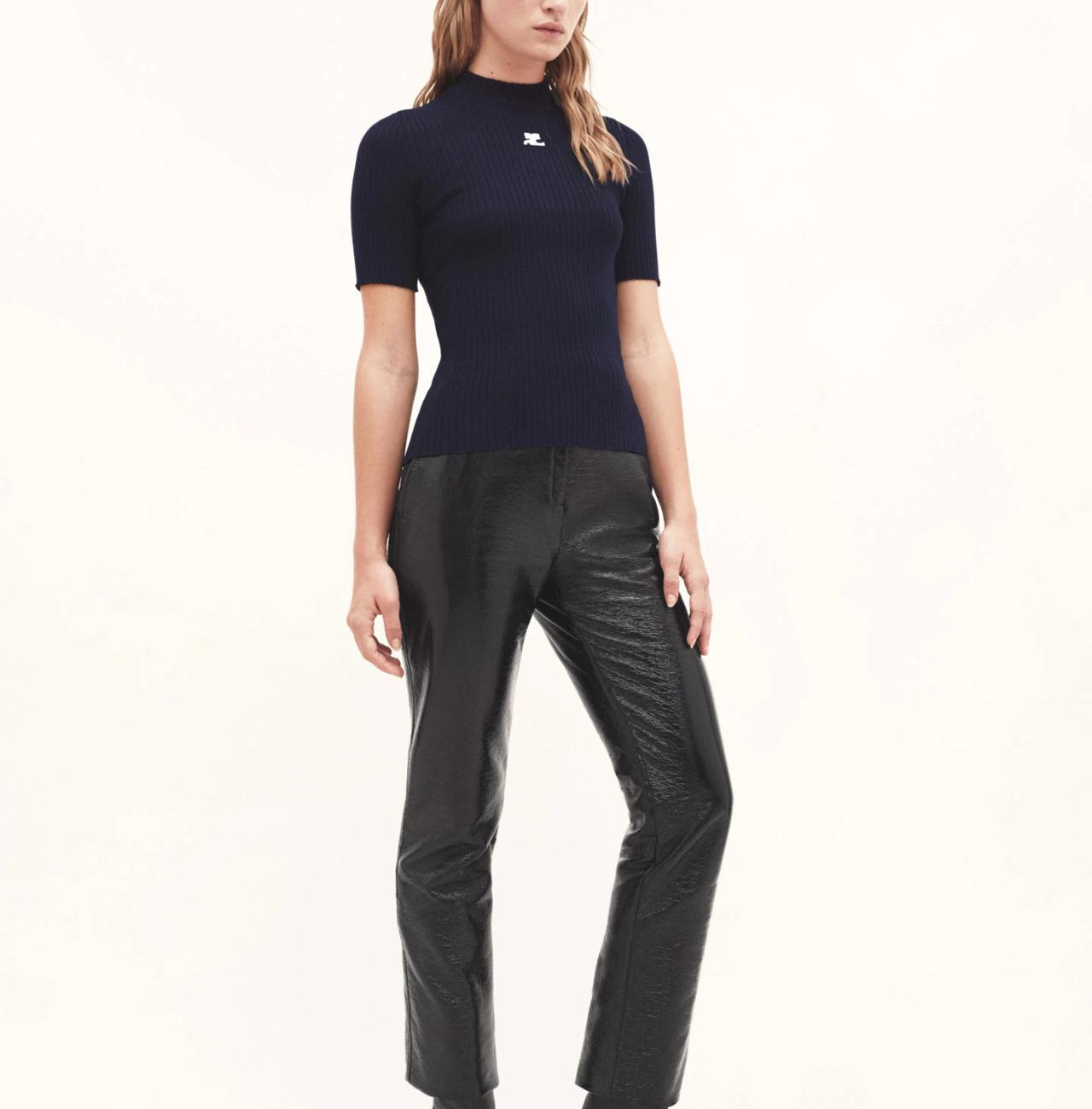 REEDITION KNIT TOP SHORT SLEEVES - Navy