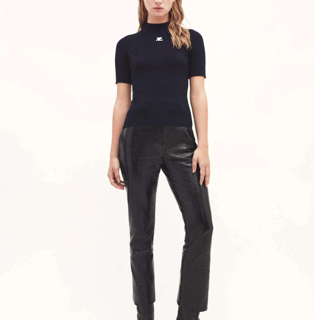 REEDITION KNIT TOP SHORT SLEEVES - Navy