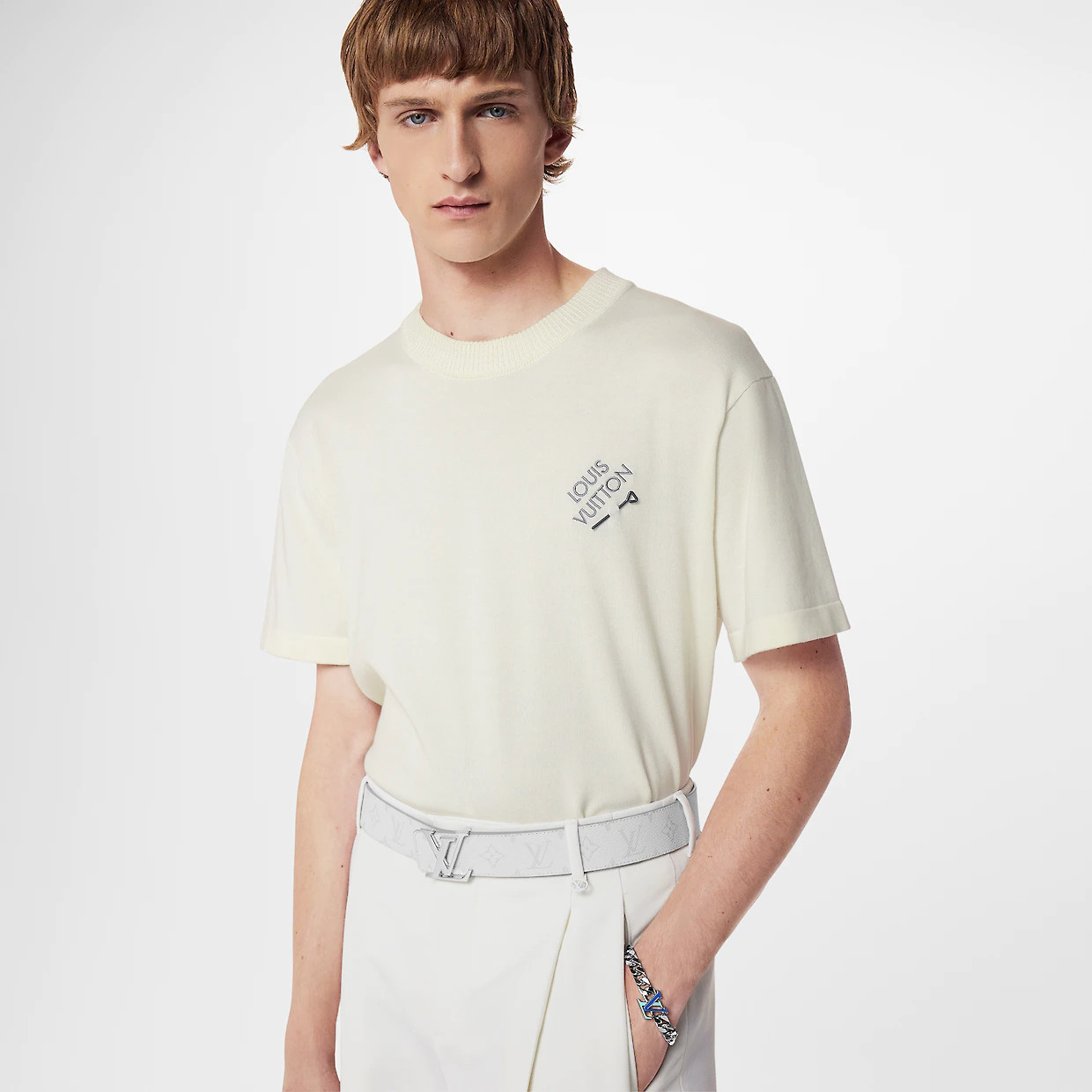 LV INITIALS 40MM REVERSIBLE BELT - White