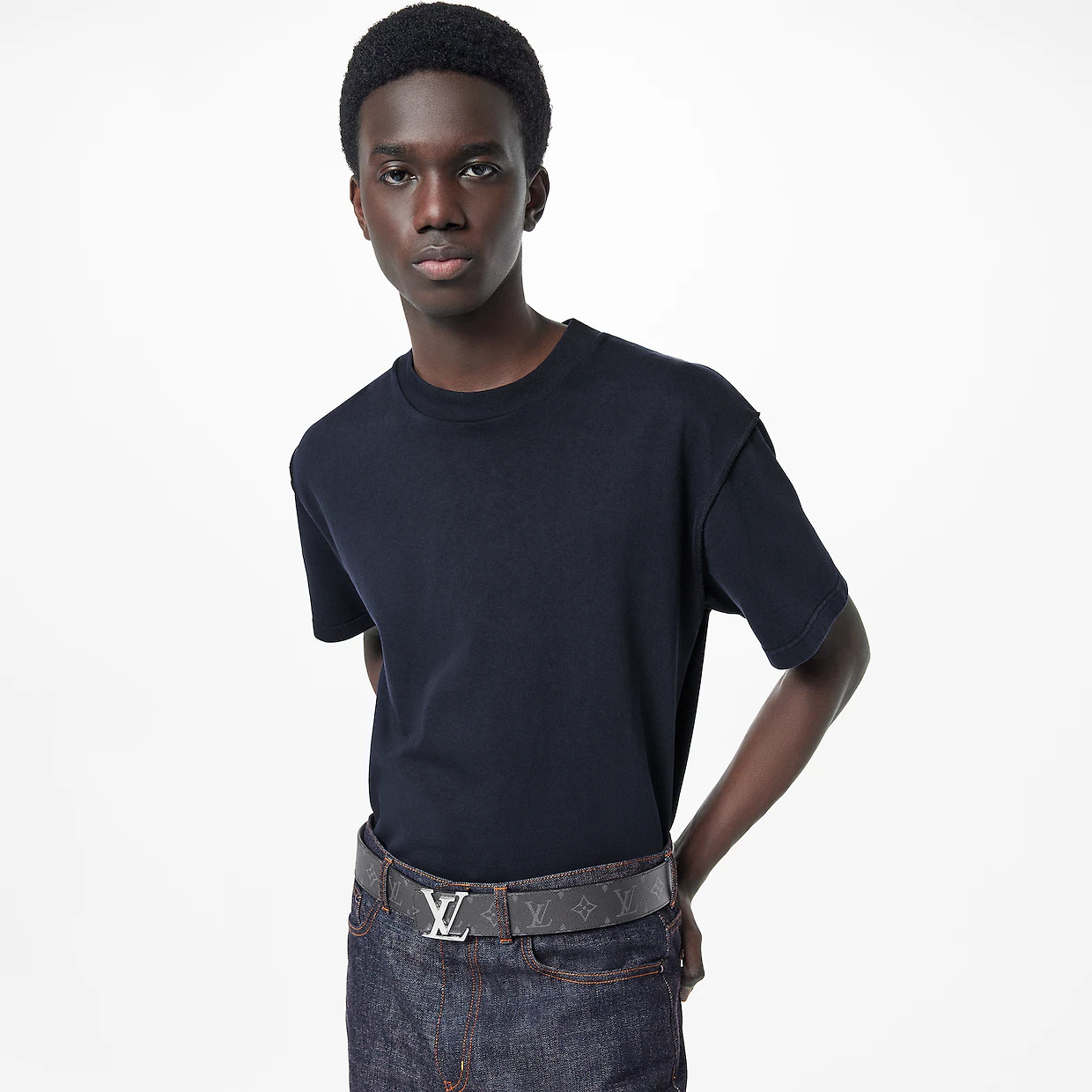 LV INITIALS 40MM REVERSIBLE BELT - Grey