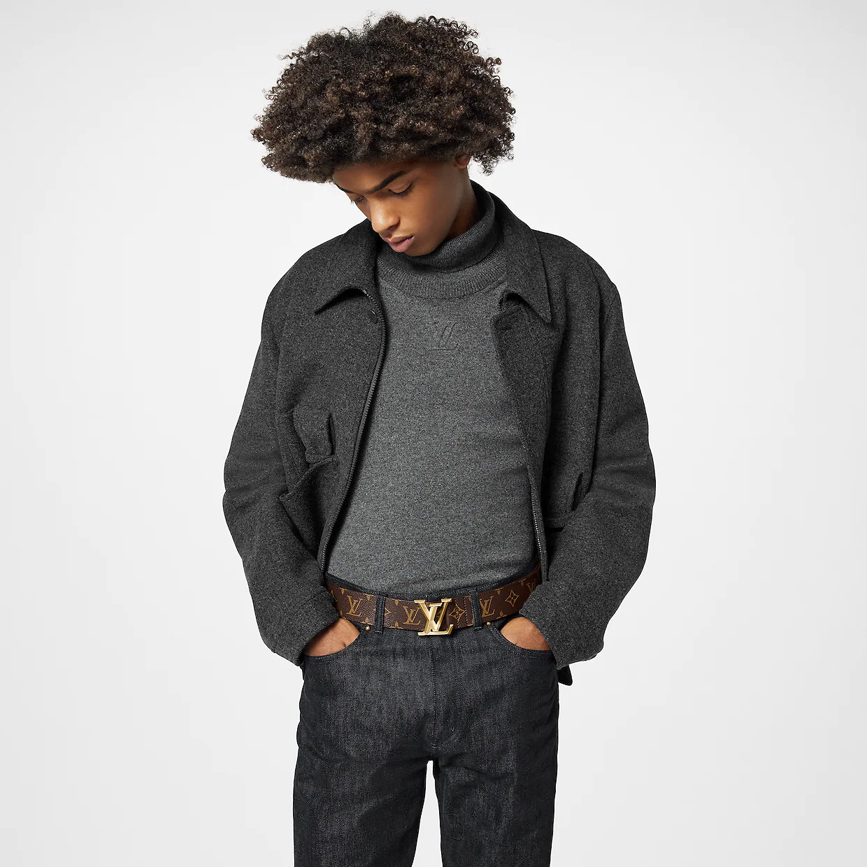 LV PYRAMIDE 40MM BELT - Brown