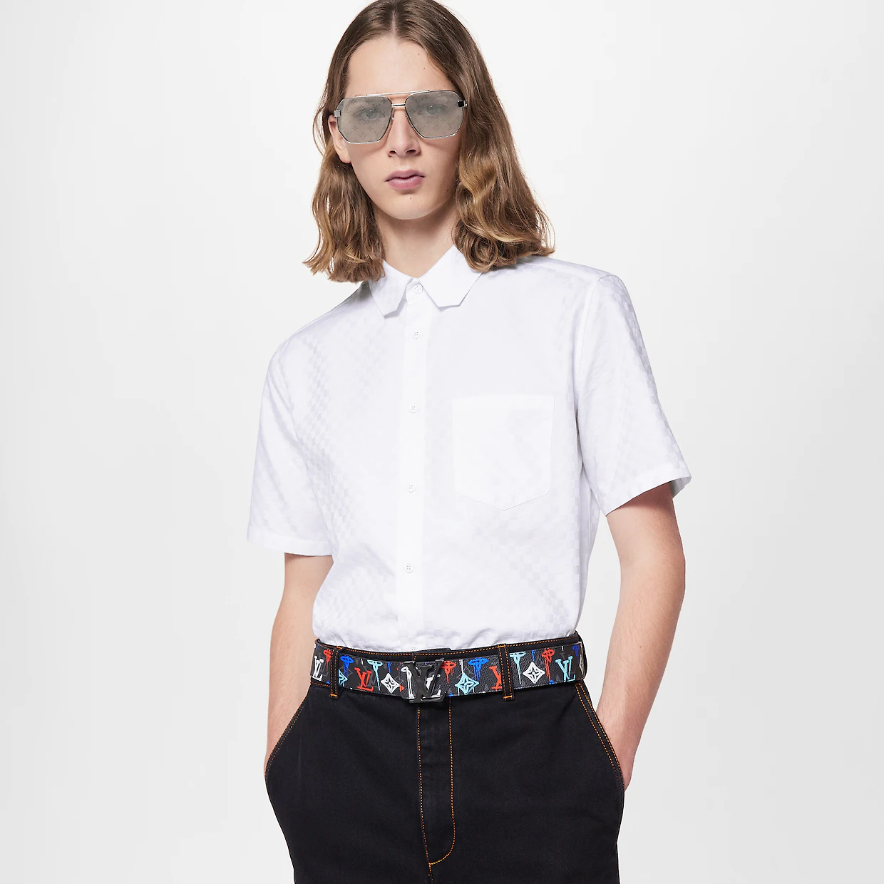 LV SHAPE 40MM REVERSIBLE BELT Multicoloured