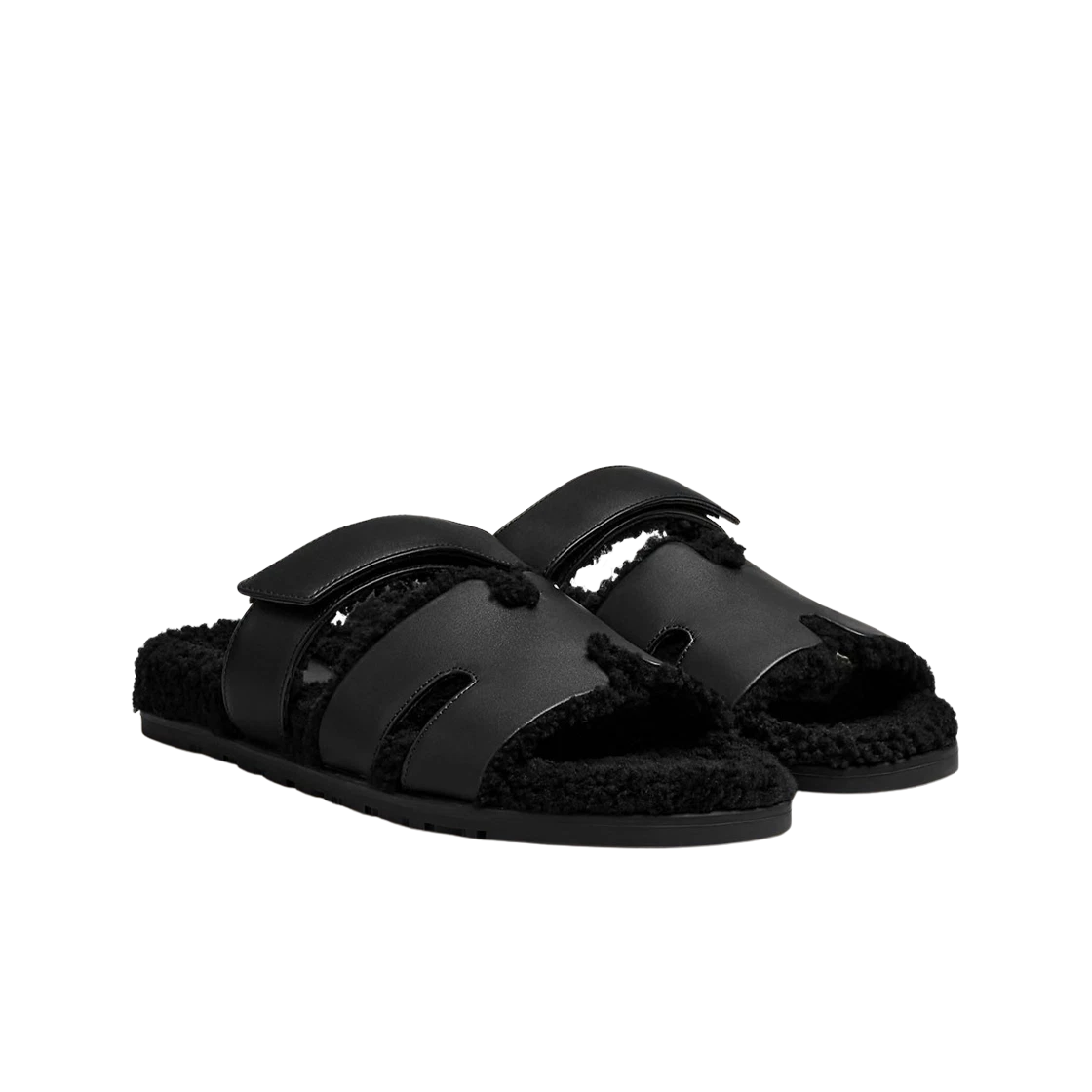 Hermes Chypre Sandal Calfskin Woolskin & Noir