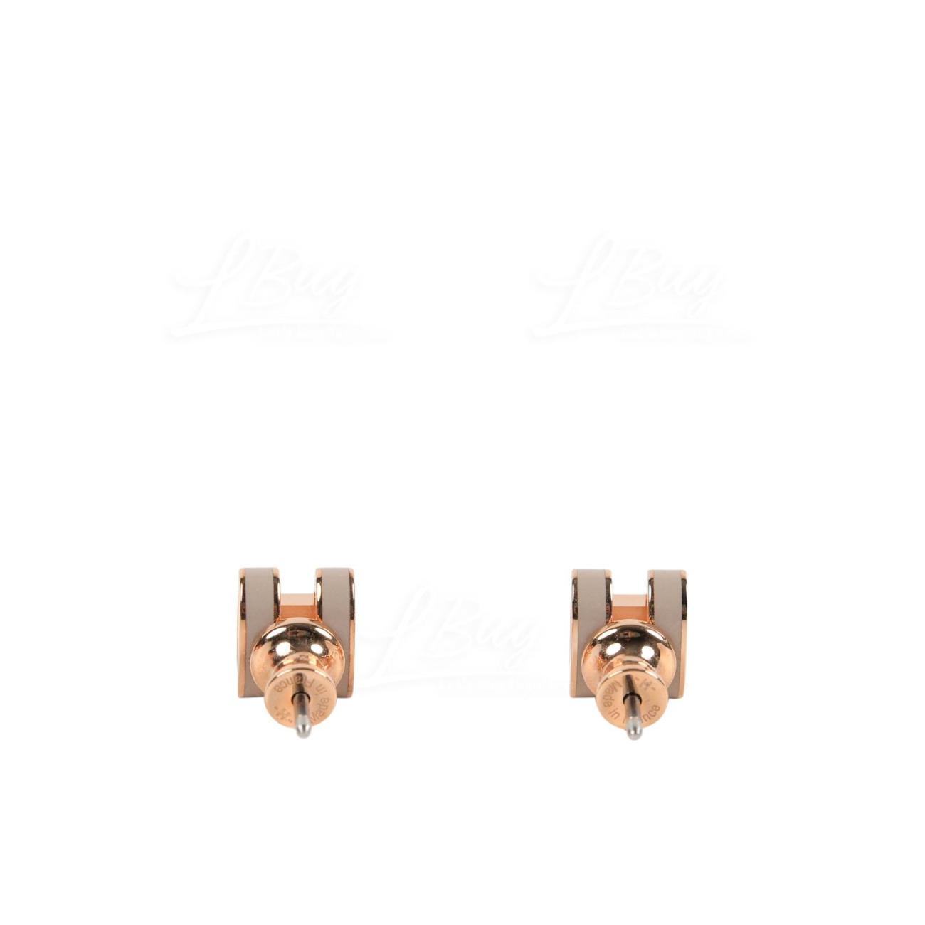 Hermes Mini Pop H Earring Rose Gold & Marron Glace