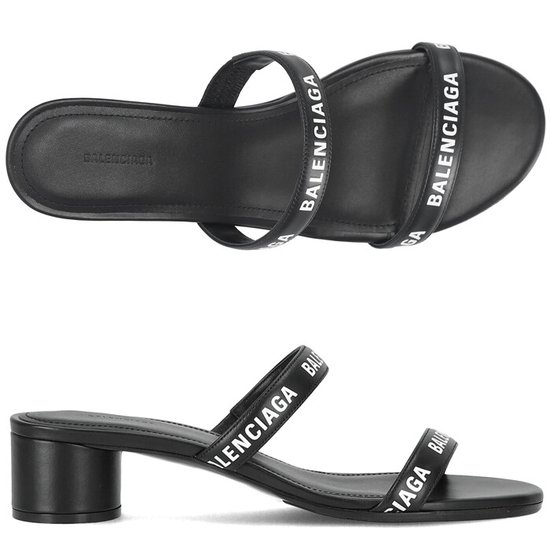 Logo Round Slippers Sandals 'Black'
