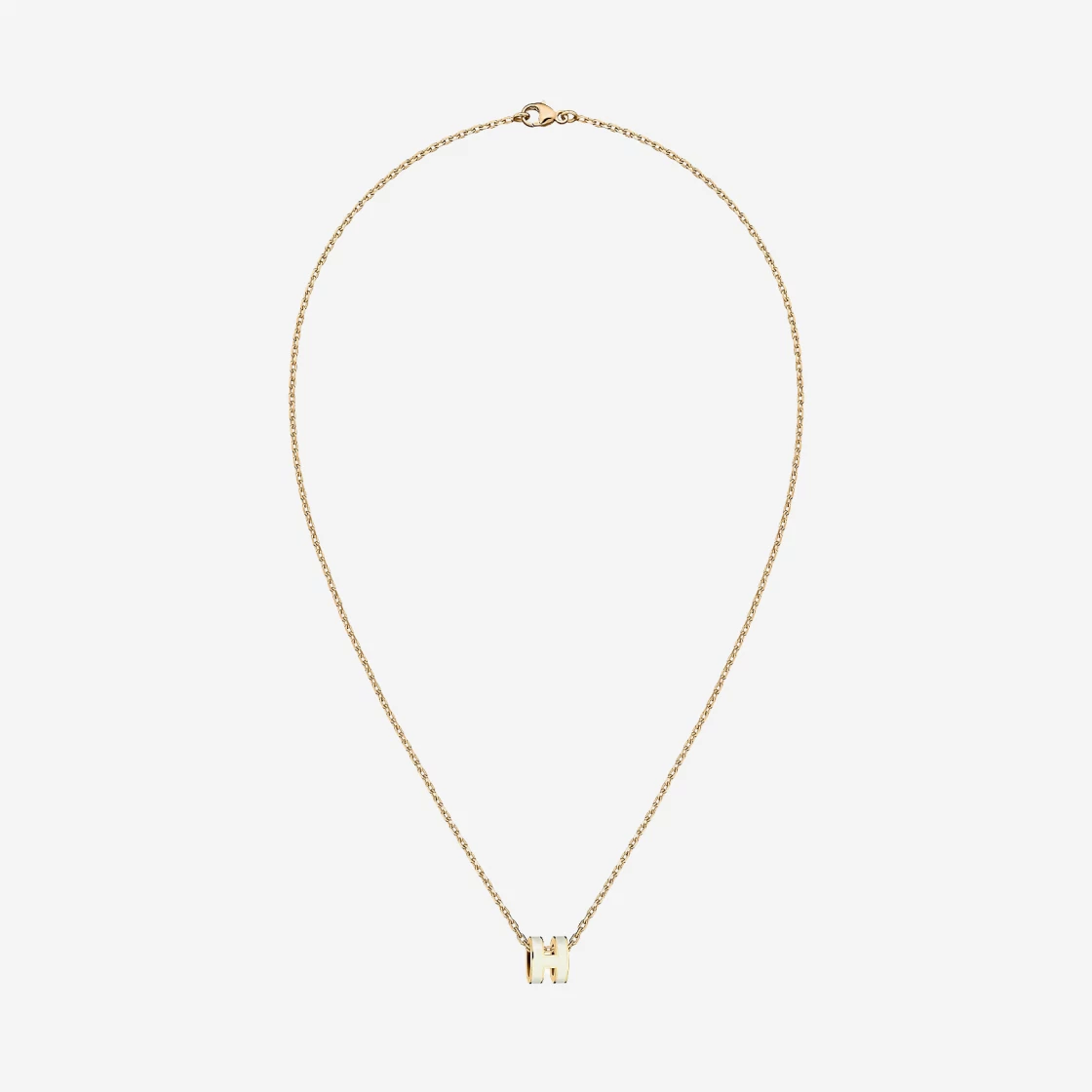 Hermes Mini Pop H Pendant Gold & Blanc