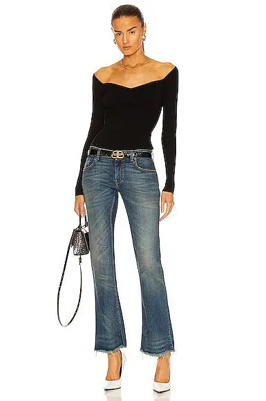 Balenciaga Flared Cropped Jean In Blue