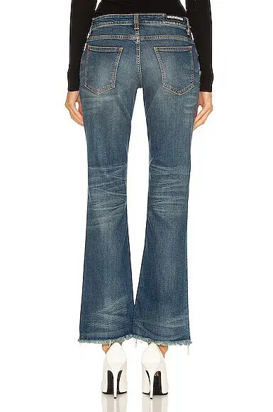 Balenciaga Flared Cropped Jean In Blue