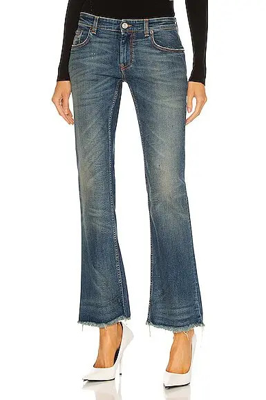 Balenciaga Flared Cropped Jean In Blue