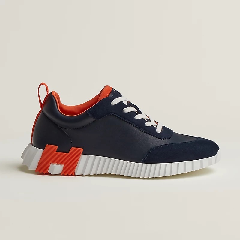 Hermes Bouncing Sneakers Calfskin Suede Goatskin & Marine