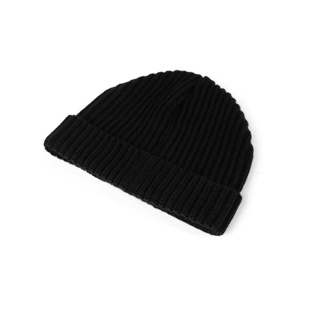 Valentino Logo Turn-Up Rib Beanie Black