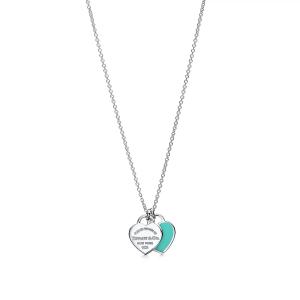Tiffany Blue Double Heart Tag Pendant
