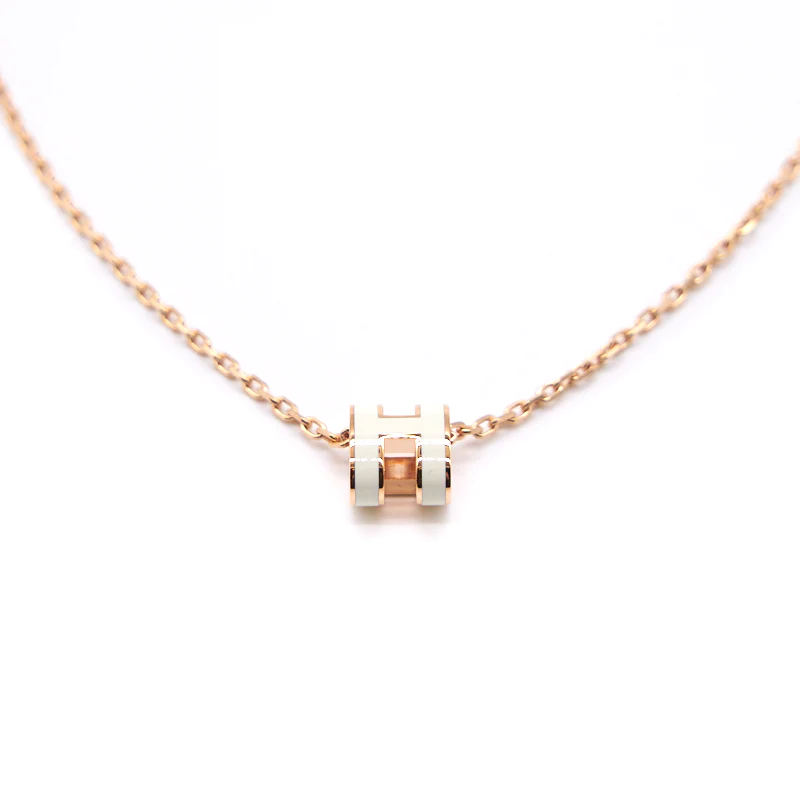 HERMÈS MINI POP H PENDANT WHITE/ROSE GOLD