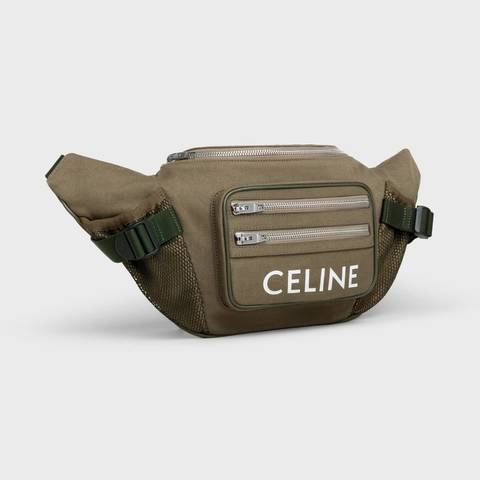 LARGE ZIPPED BELT BAG TREKKING IN COTTON GABARDINE WITH CELINE PRINT KHAKI