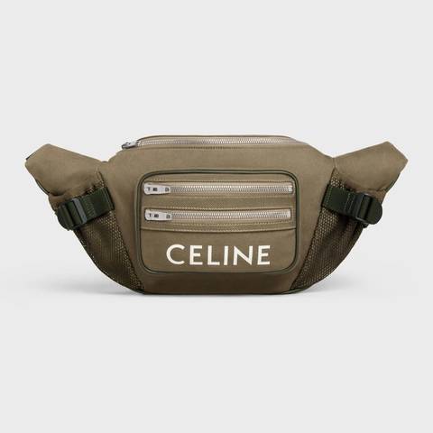 LARGE ZIPPED BELT BAG TREKKING IN COTTON GABARDINE WITH CELINE PRINT KHAKI