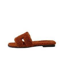 Hermes Oran Sandal Woolskin & Cognac