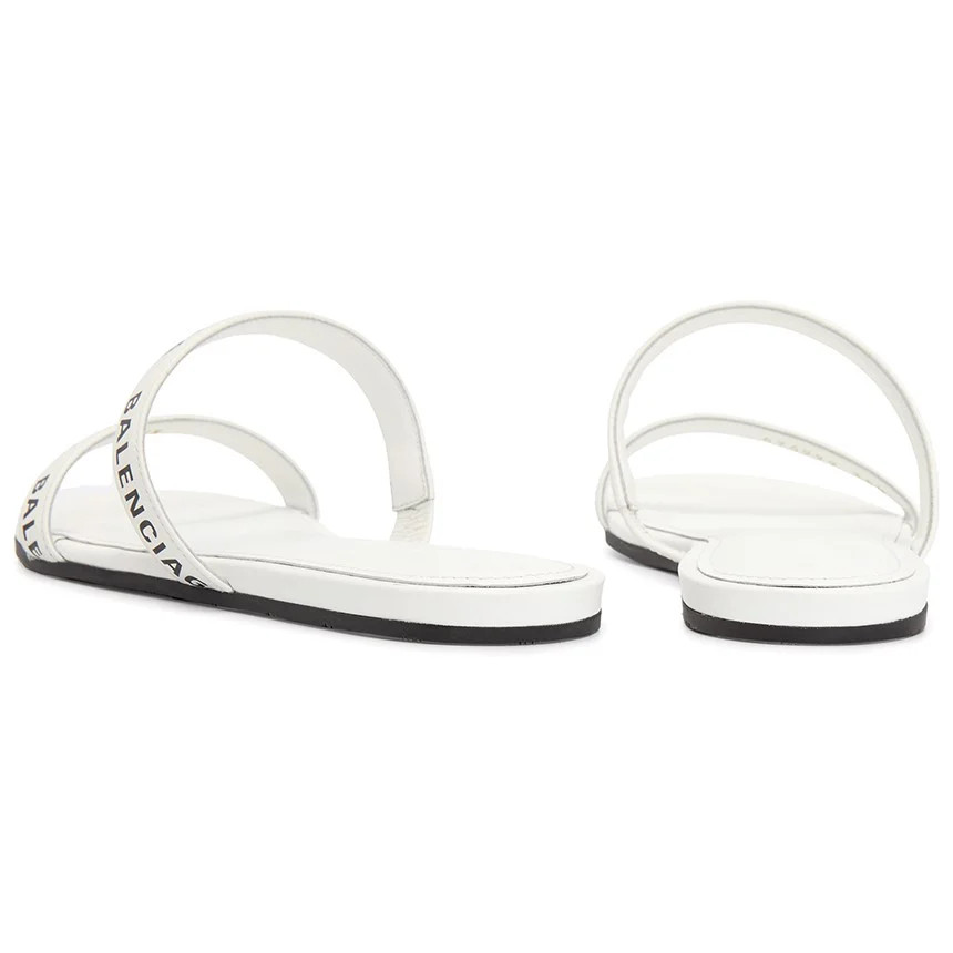 Round Flat Slippers Sandals 'White'