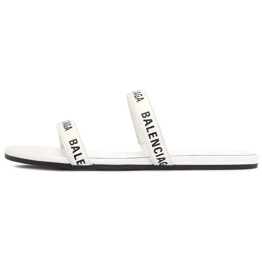 Round Flat Slippers Sandals 'White'