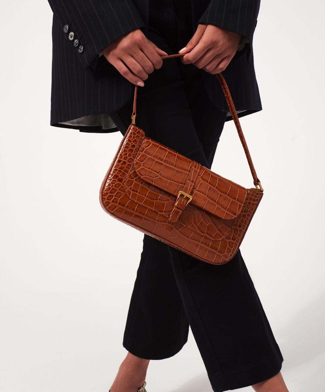 Miranda Tan Croco Embossed Leather 