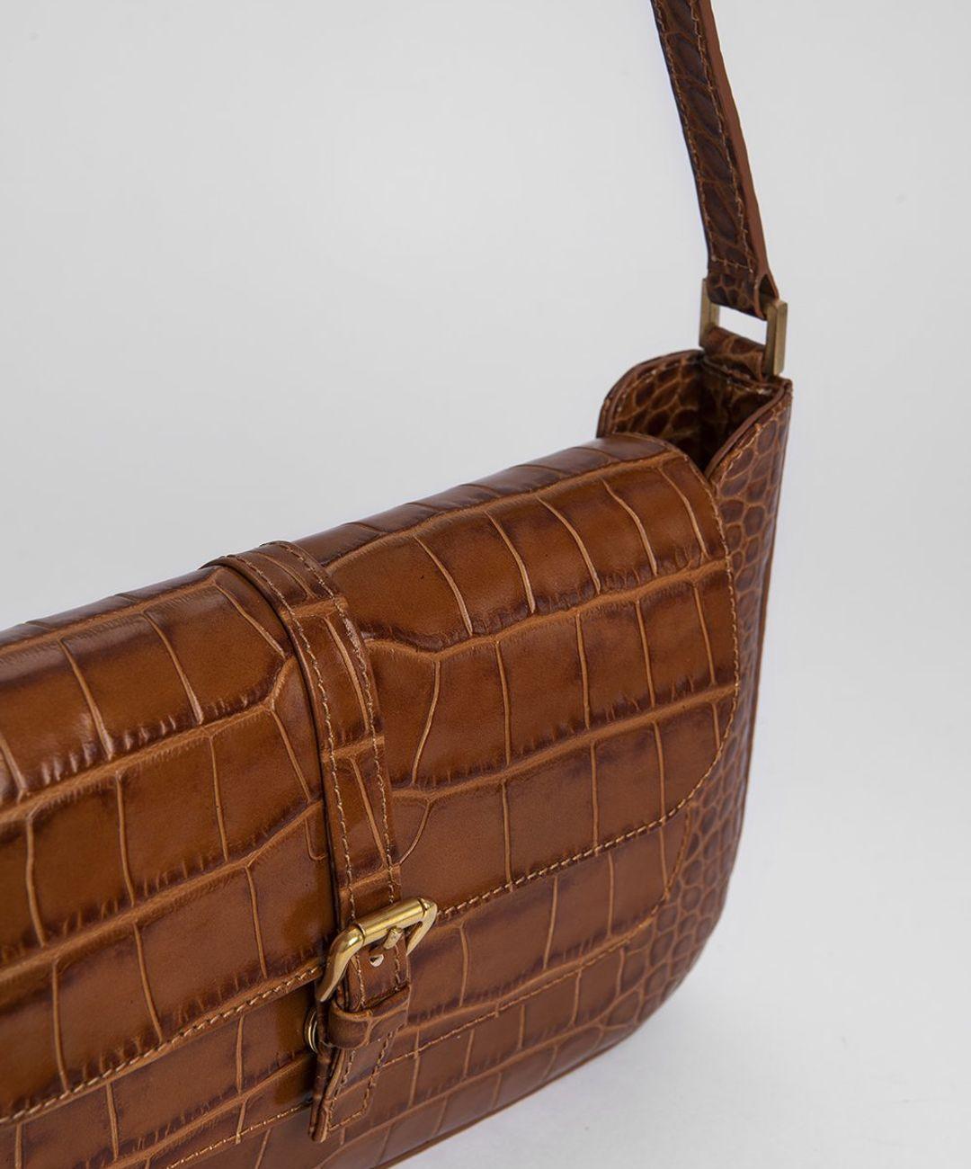 Miranda Tan Croco Embossed Leather 