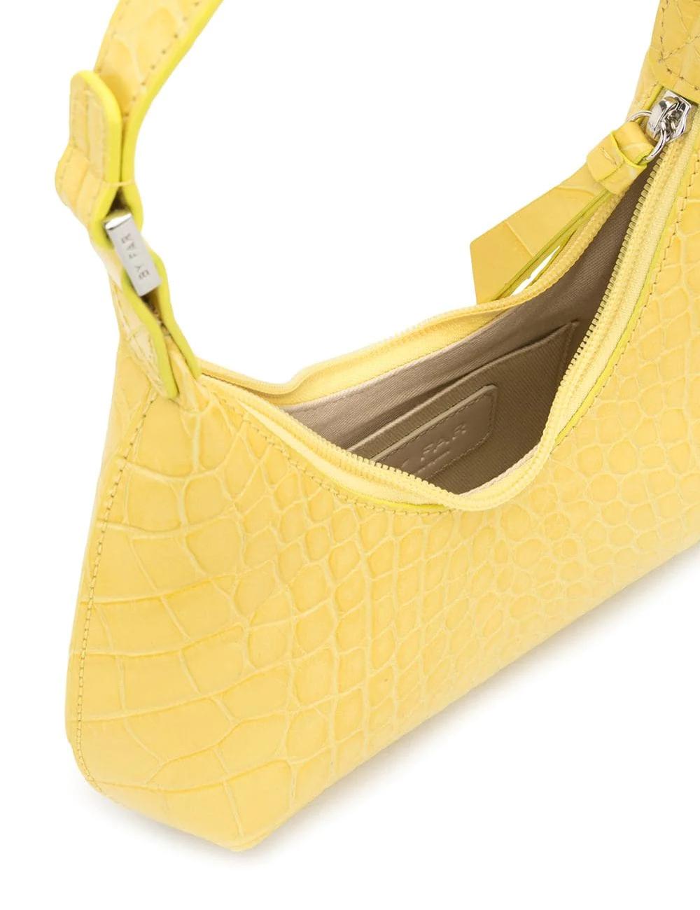 BABY AMBER CUSTARD CROCO EMBOSSED LEATHER 