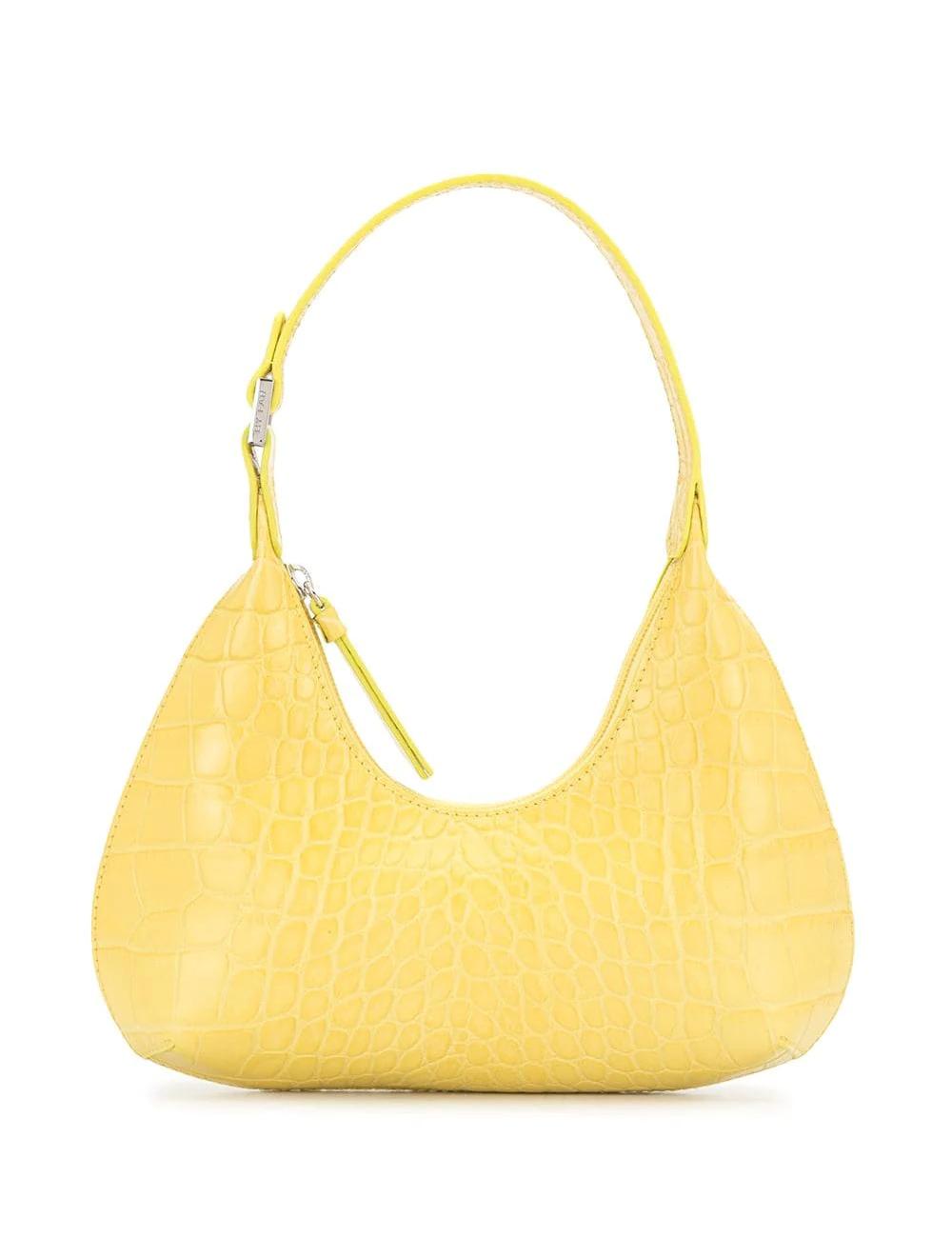 BABY AMBER CUSTARD CROCO EMBOSSED LEATHER 