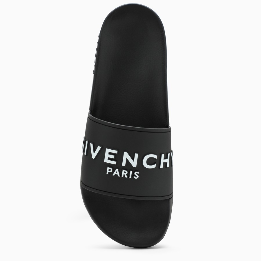 Black Slide slippers with logo