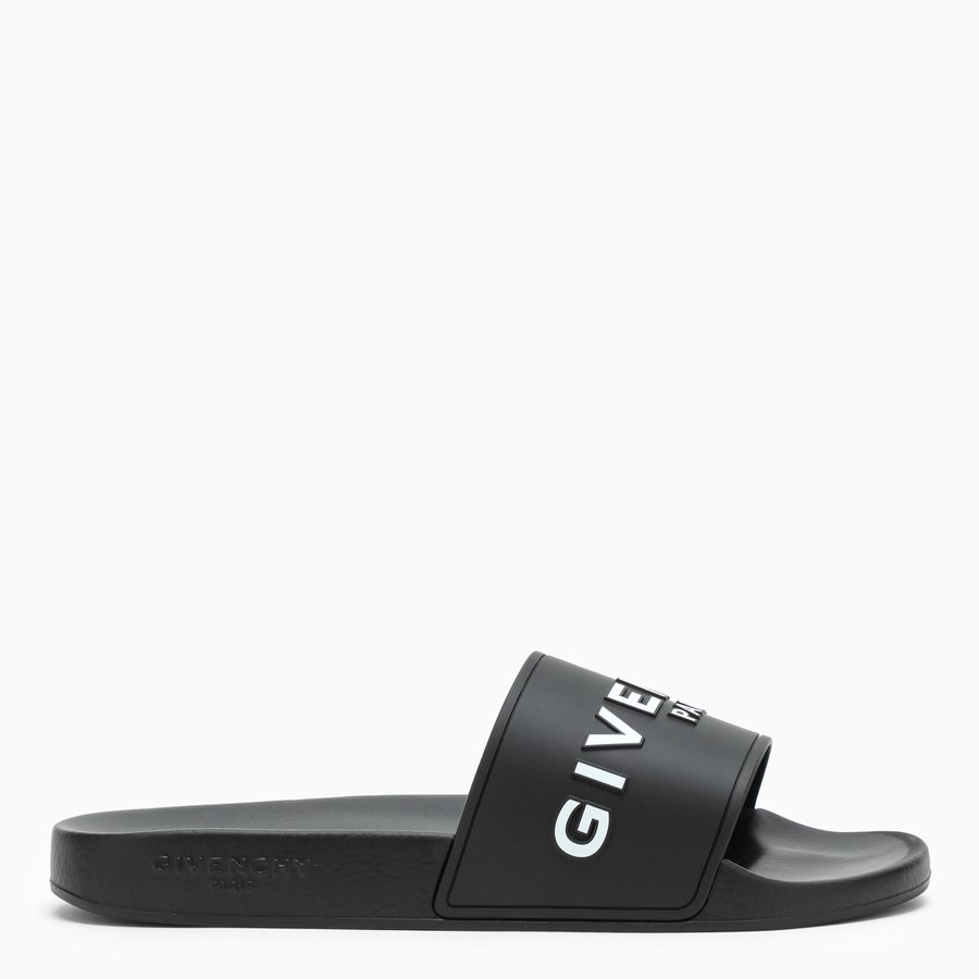 Black Slide slippers with logo