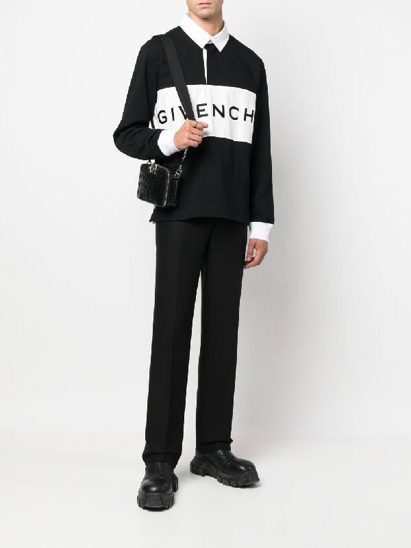 Givenchy Logo Printed Long-Sleeved Polo Shirt