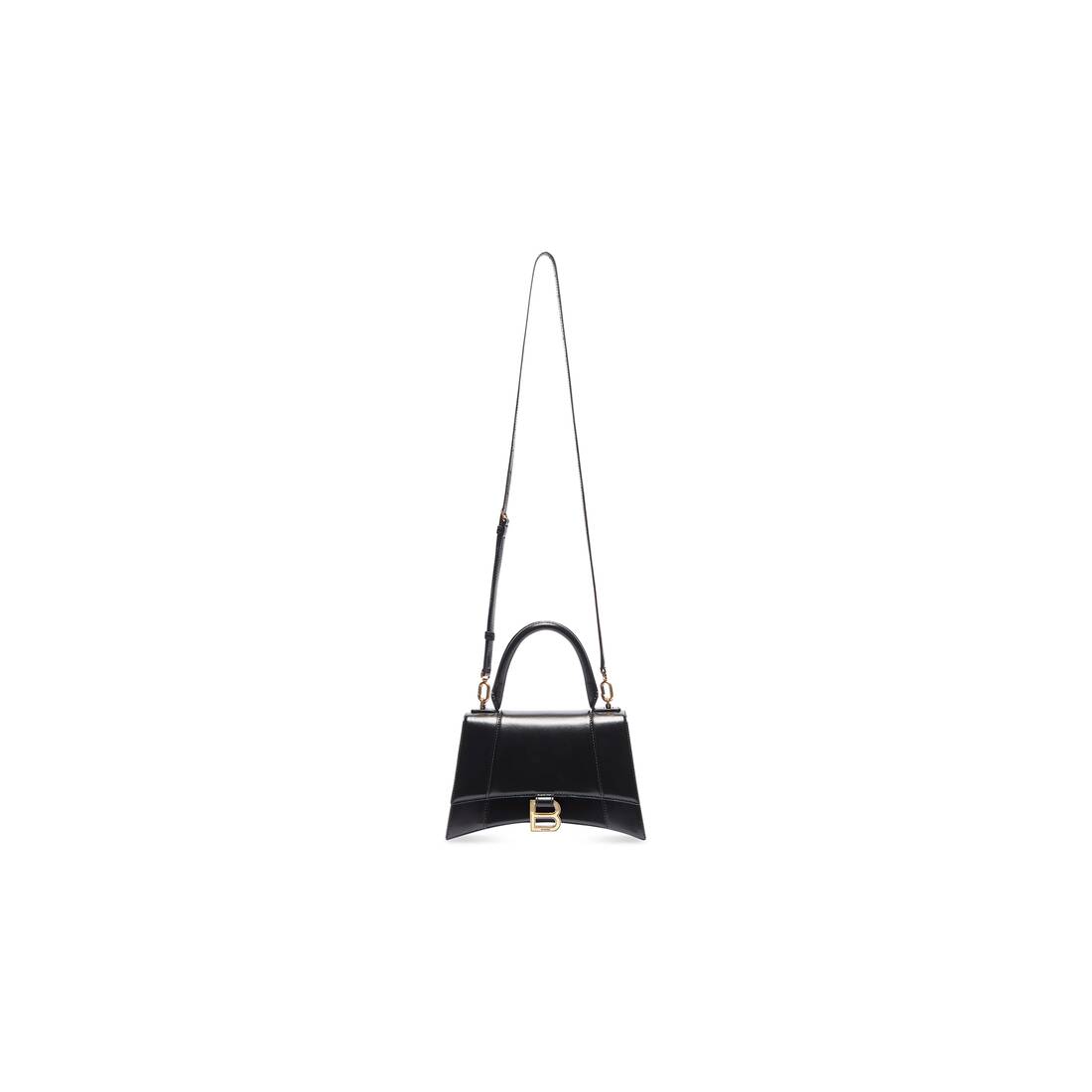 Hourglass Small Handbag in black shiny box calfskin