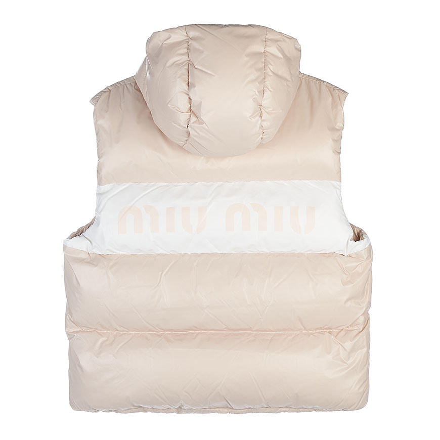 PADDED VEST WITH LOGO PRINT MIU MIU