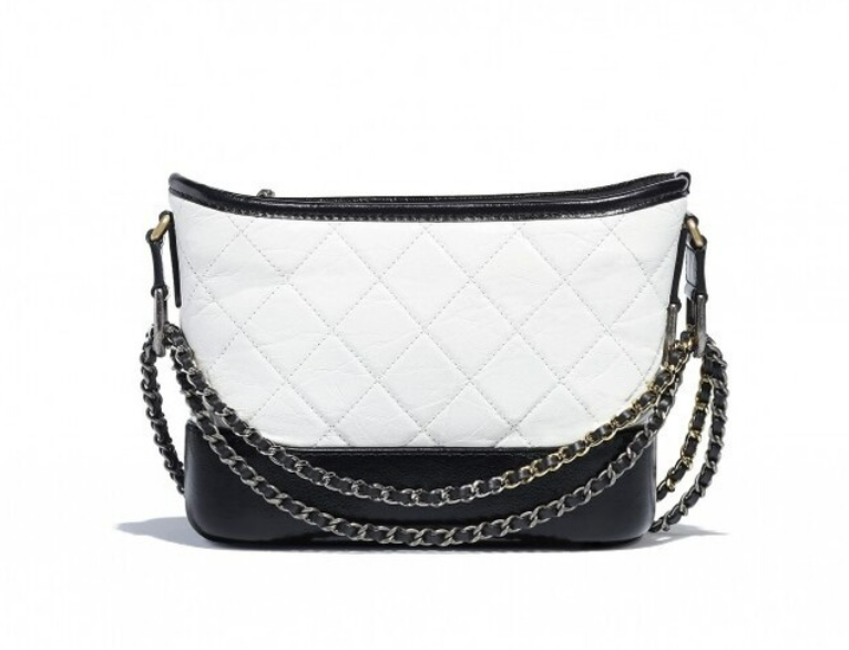 Chanel Gabrielle Small Hobo Bag Aged Calfskin & Gold White Black