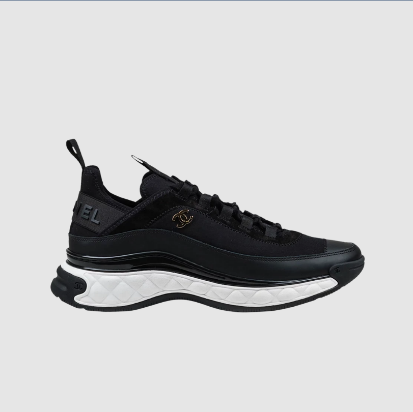 Chanel Mixed Fibers Sneakers Velvet Calfskin & Gold Black