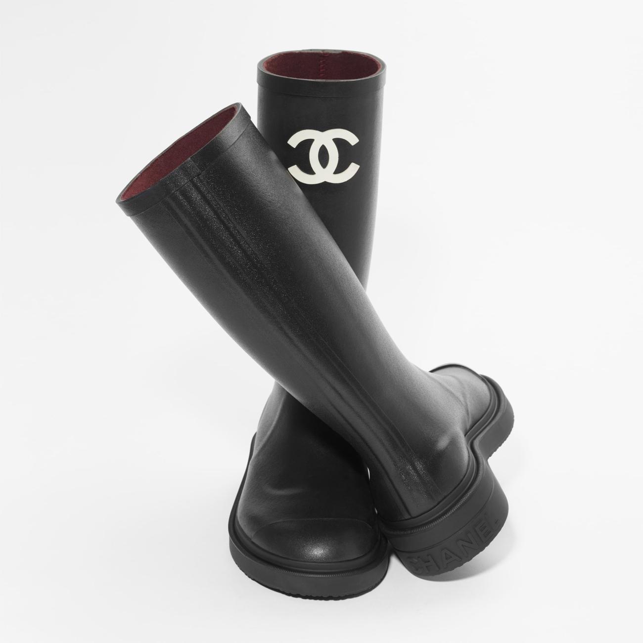 Chanel Boots Caoutchouc & Black