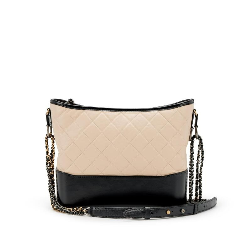 Chanel Gabrielle Small Hobo Bag Aged Calfskin & Gold Beige Black